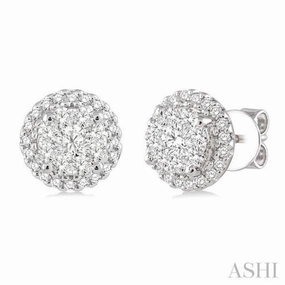 1 Ctw Lovebright Round Cut Diamond Earrings in 14K White Gold Sophisticated Vibe Layer Ready