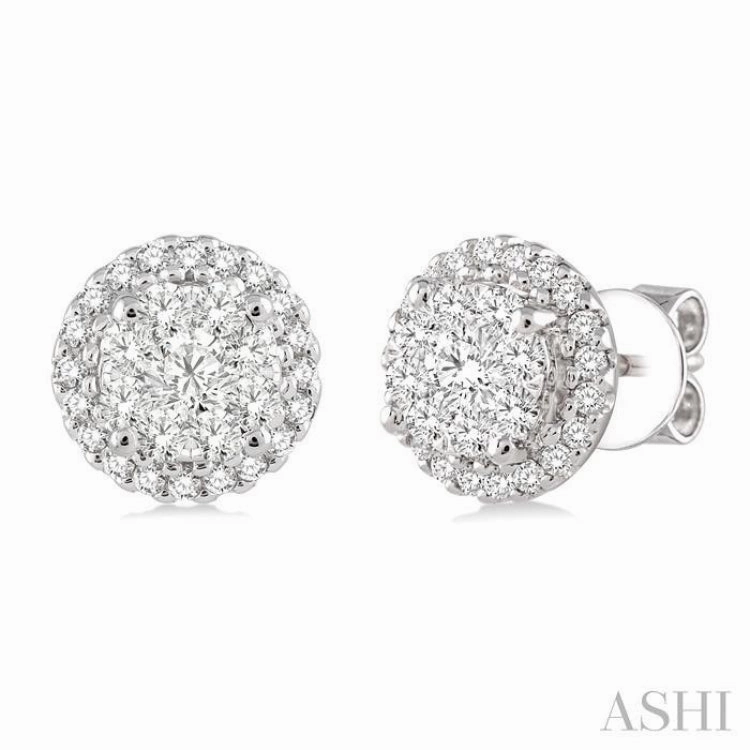 1 Ctw Lovebright Round Cut Diamond Earrings in 14K White Gold Sophisticated Vibe Layer Ready