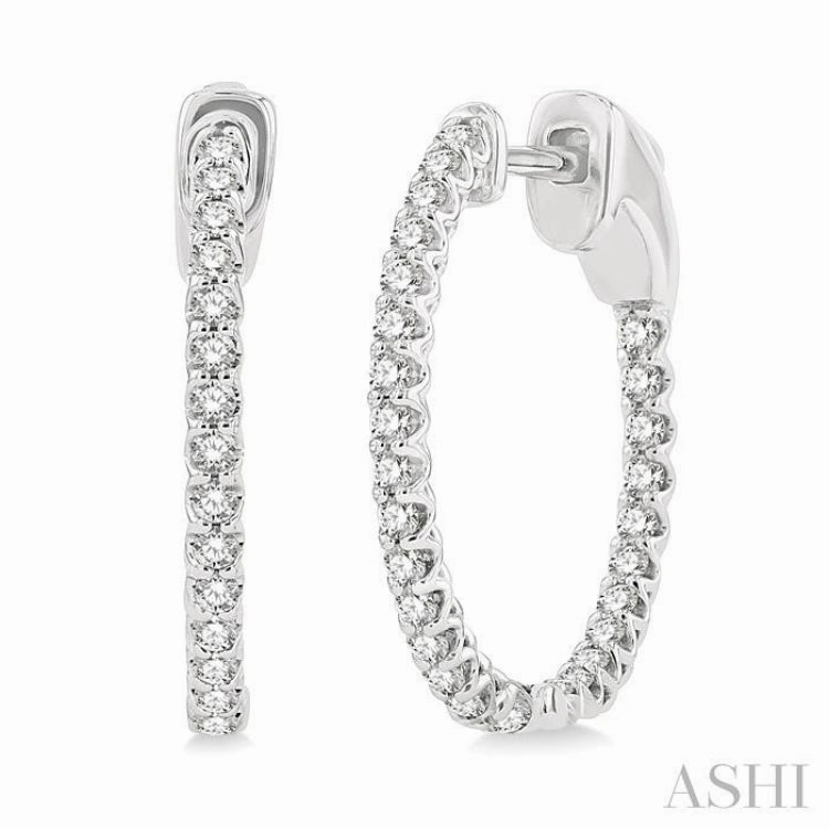 1/2 Ctw Inside-Out Round Cut Diamond Hoop Earrings in 14K White Gold Event Favorite Detail Pop