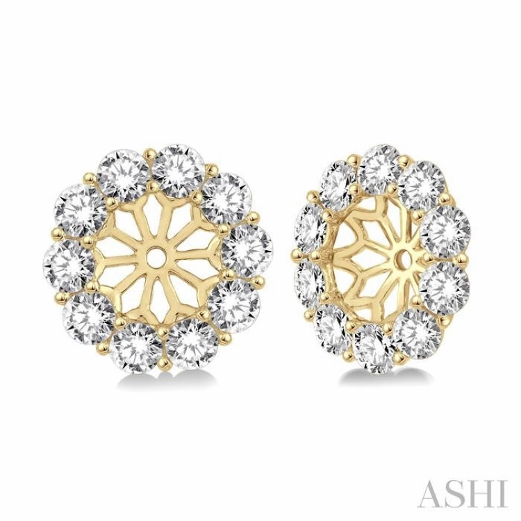 Sparkling Craftwork Luxury Flow 1 ctw Round Cut Diamond Earring Jacket in 14K Yellow Gold