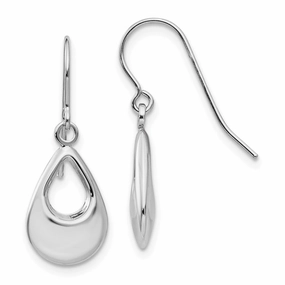 Timeless Sparkle 14k White Gold Teardrop Hollow Dangle Earrings