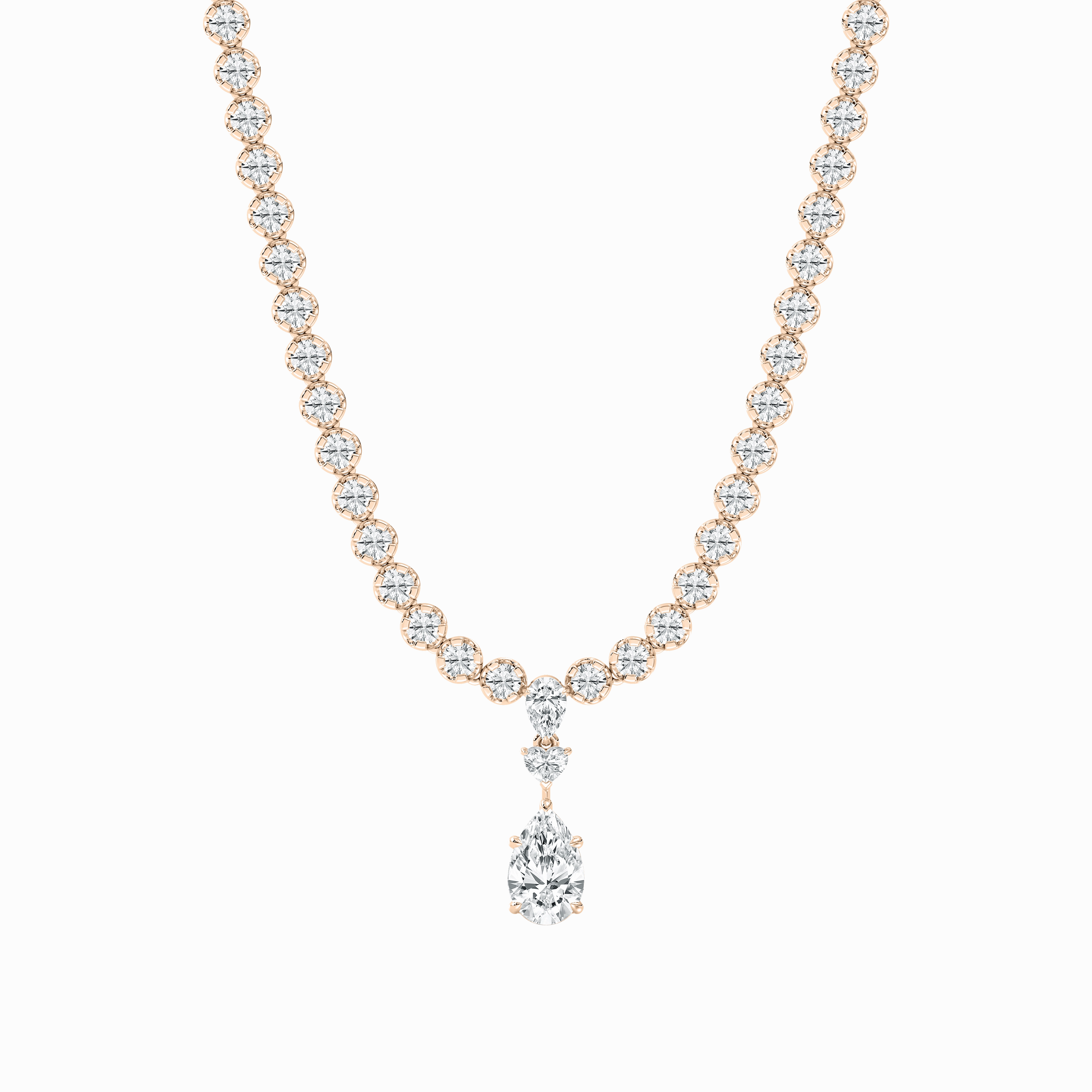Excellent Present Fashion Hit 12 ? Pear, Round and Heart Lab Grown Diamond Bezel Tennis Necklace