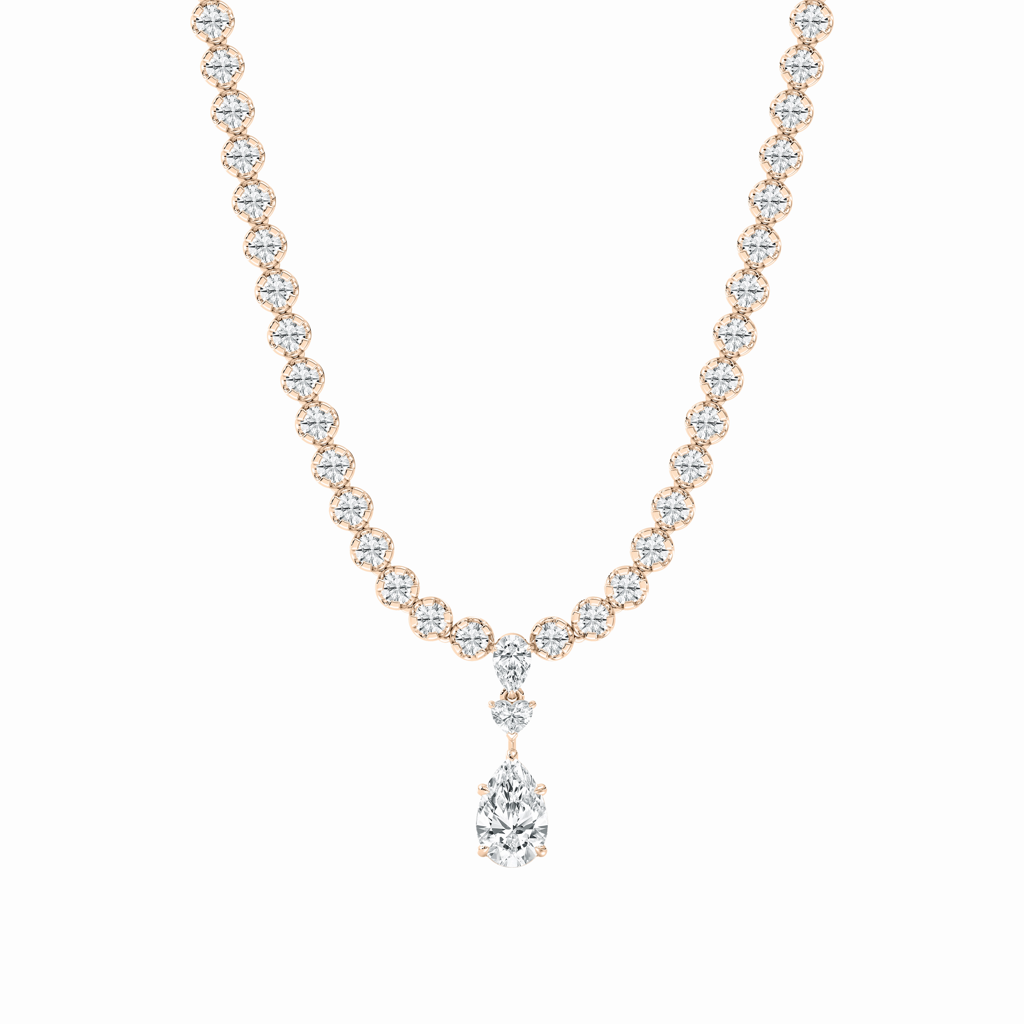 12 ? Pear, Round and Heart Lab Grown Diamond Bezel Tennis Necklace Elegant Touch Casual Style
