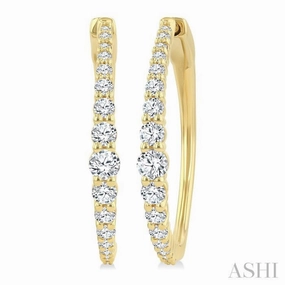 Party essential Creative Glance 1 Ctw Round Cut Diamond Graduated Riviera Hoop Earrings in 14K Yellow Gold
