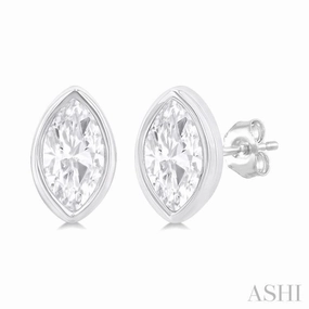 1/5 Ctw Petite Bezel Set Marquise Cut Diamond Fashion Stud Earring in 10K White Gold Stylish charm Radiant Finish Pieces