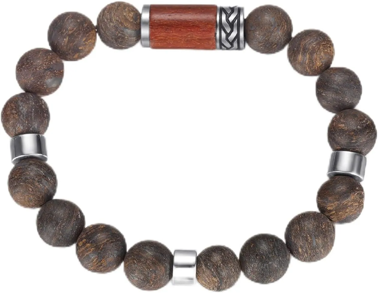 RainSo Beaded Magnetic Bracelets Natural Wooden Elements with Powerful Magnets Gift Box (Red Sandalwood)