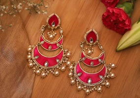 Statement Trinket Classic Product Rani Color Chandbali Earring For Women
