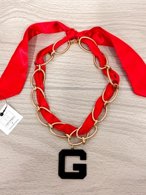 Romantic Event Artisan Present Red Georgia "G" Twilly and Chain Necklace