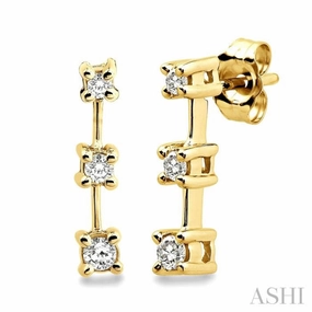 Shiny Detail Fashion Mood 1/4 ctw Round Cut Diamond Earrings in 14K Yellow Gold