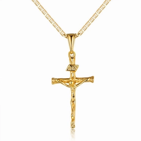 Solo Adornment Chic Adornment 18K Gold Plated Cross Pendant Necklace