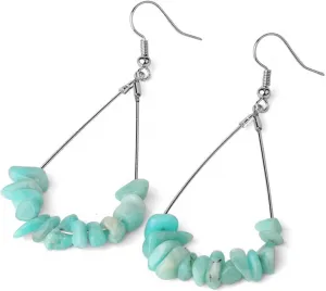 Reiki Water Drop Earrings Natural Chip Stone Silver-Color Dangle Earrings for Women Simple Healing Jewelry Party