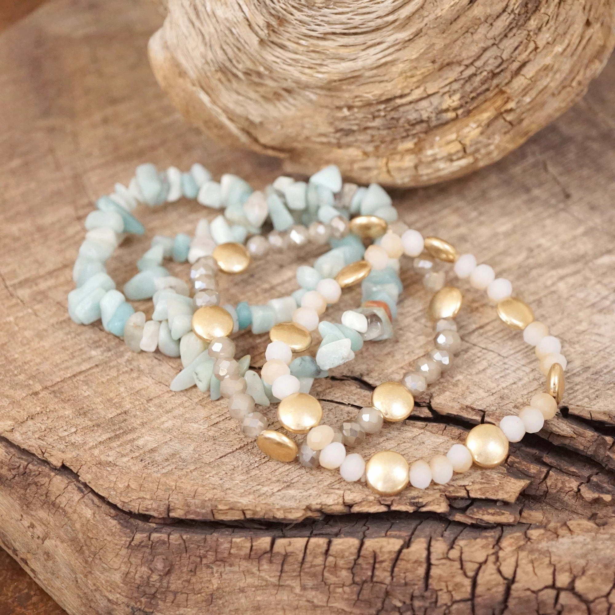 Complete Blends Consistent quality Boho Beads Bracelets set with Semi Precious nuggets stone beads