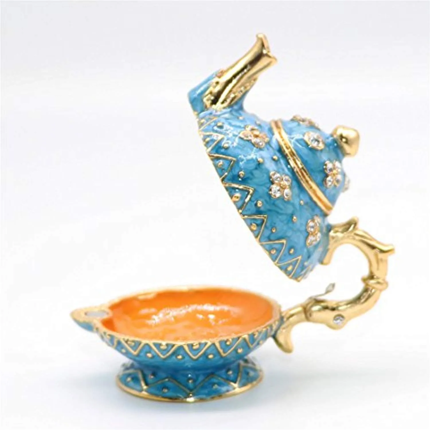 Retro lTrinket Box Hinged Hand-painted Figurine Collectible Ring Holder