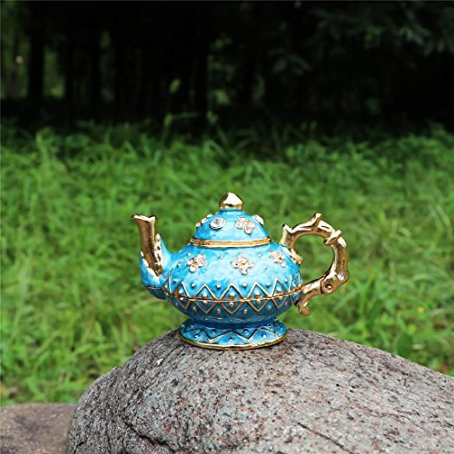 Retro lTrinket Box Hinged Hand-painted Figurine Collectible Ring Holder