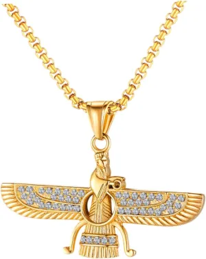 Retro Zircon Pendant Necklace for Men Hip Hop Religious Steel Chain Lightweight Heat Resistant for Festivals Parties Travel and Beach