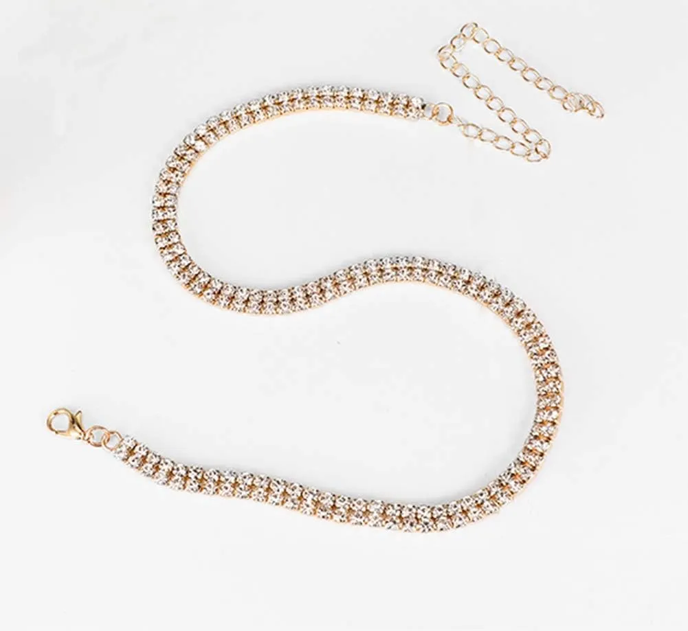 Rhinestone Choker Necklaces Gold Diamond Crystal Choker Sparly Necklaces for Women Girls