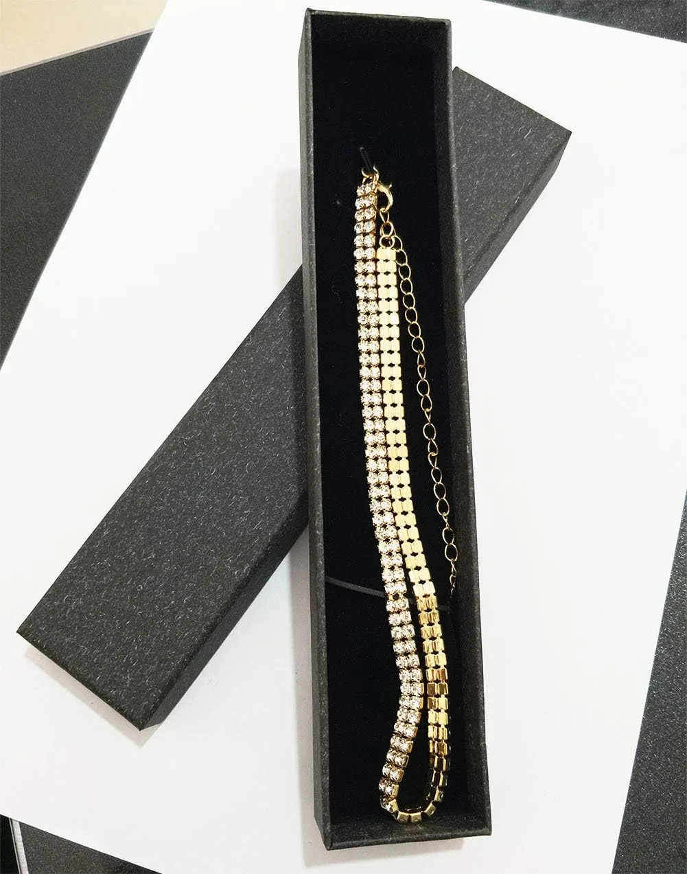 Rhinestone Choker Necklaces Gold Diamond Crystal Choker Sparly Necklaces for Women Girls
