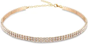 Rhinestone Choker Necklaces Gold Diamond Crystal Choker Sparly Necklaces for Women Girls