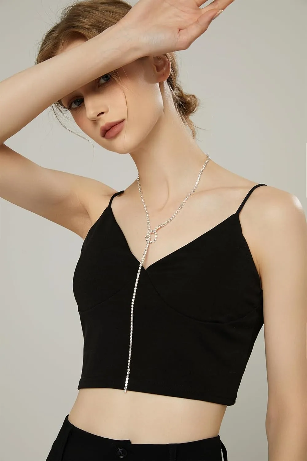Rhinestone Choker Necklaces Silver Sparkly Diamond Choker Crystal Necklace for Women