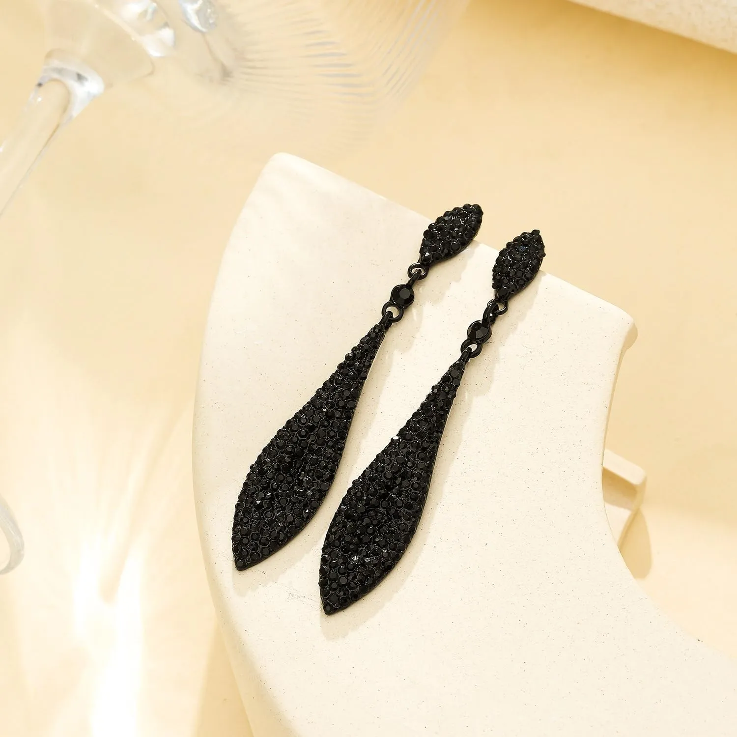 Rhinestone Statement Earrings Double Waterdrop Earrings Cluster Crystal Drop Dangle Earrings Prom Party Wedding Earrings for Women