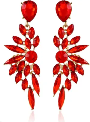 Rhinestone Statement Earrings for Women Cluster Crystal Drop Dangle Earrings Chandelier Earrings Dangling Prom Earrings Wedding Bridal Earrings for Women