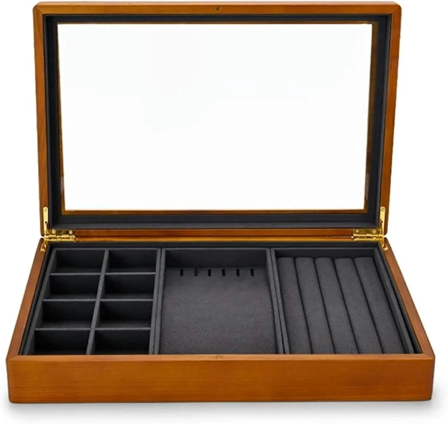 Ring Box Solid Wooden Jewelry Box Rings Earrings Necklaces Display Case with Lid Vintage Jewelry Organizer Box Pendant Necklace Ring Boxes for Jewellery~Dark Gray B Dark