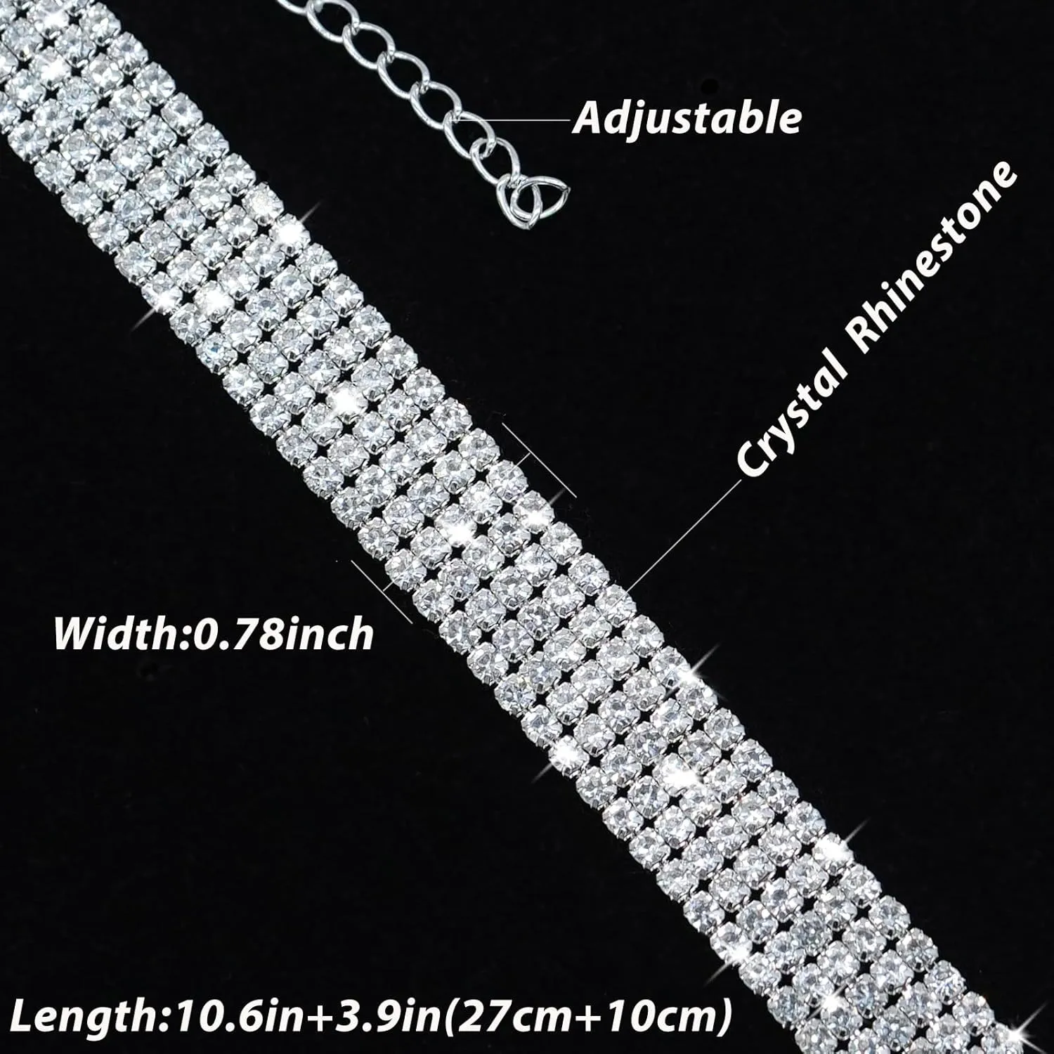 Ronglry Rhinestone Choker Necklace for Women Silver Diamond Choker Necklaces for Women Sparkly Crystal Rhinestone Necklace for Women Silver Chokers for Women Party Prom Wedding Jewelry Accessories