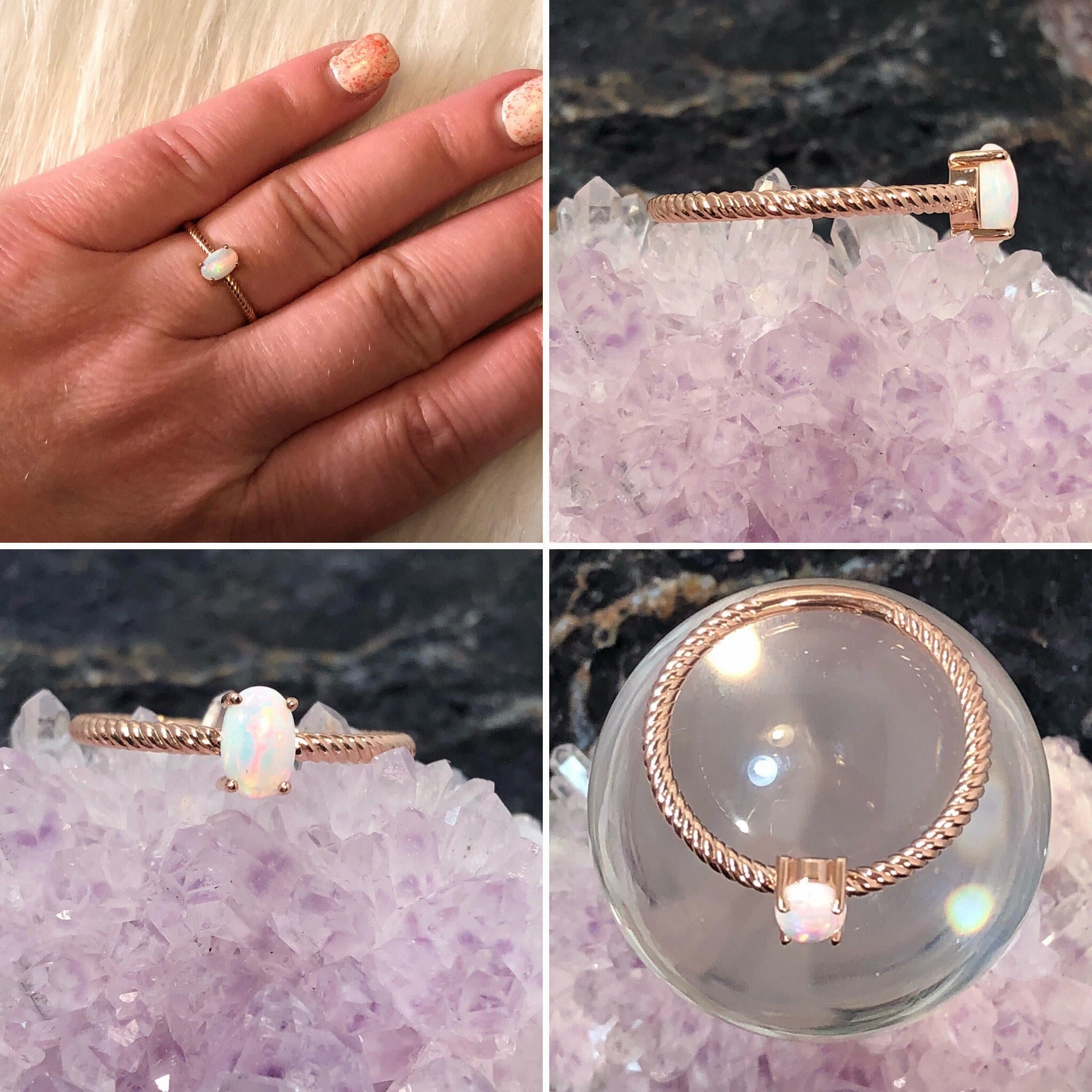 Exquisite Look Rose Gold Engagement Opal Ring