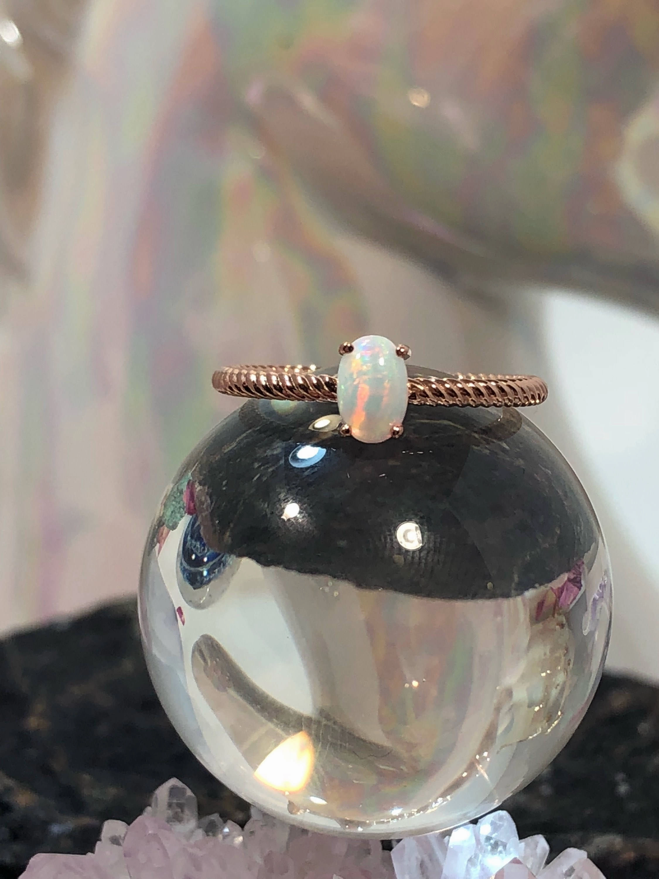Rose Gold Engagement Opal Ring Material Thing Outdoor Look