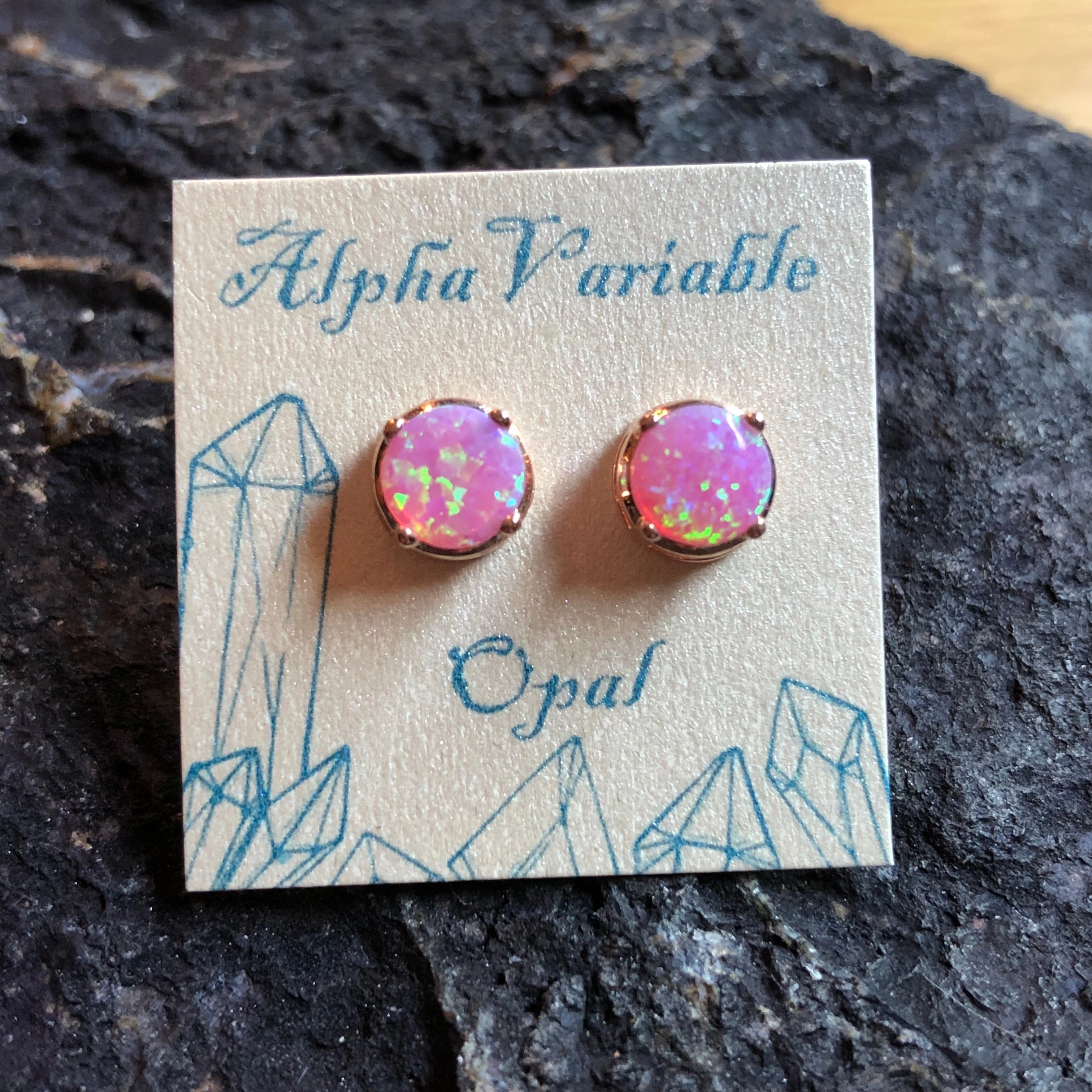Rose Gold Pink Opal Earrings Handsome Adornment