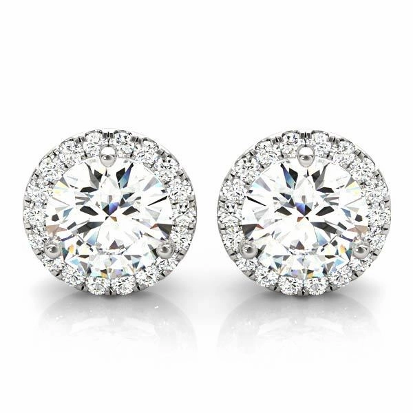 Radiant Embellishment Round Diamond Halo Earring Set