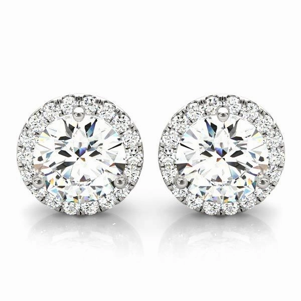 Sturdy Element Round Diamond Halo Earring Set