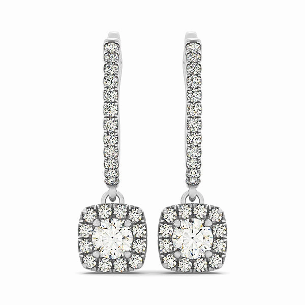 Industrial Ornament Round Diamond Halo Earrings