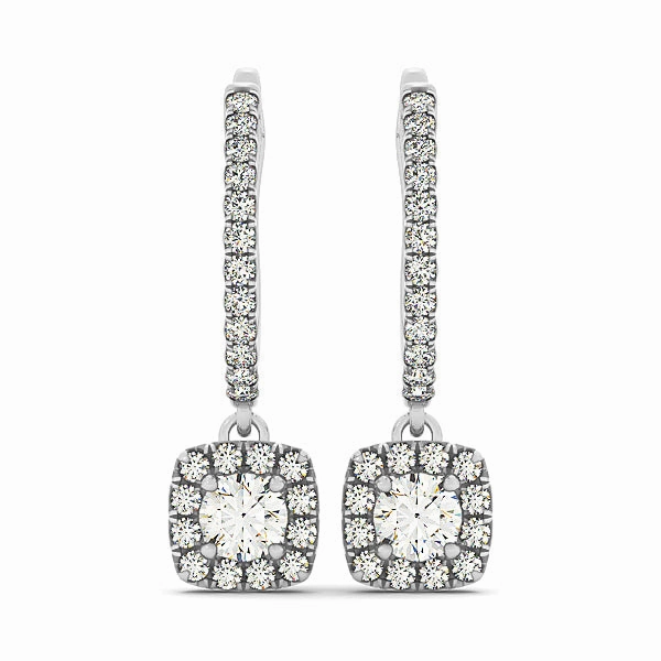 Round Diamond Halo Earrings Beautiful Design