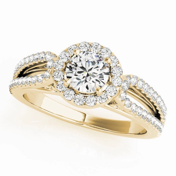 HighEnd Memento Shining Accent Round Diamond Halo Engagement Ring