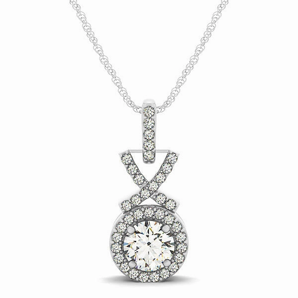 Round Diamond Halo Pendant Vintage Edge Trendy Present