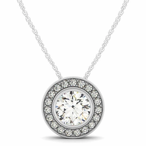 Round Diamond Halo Pendant Modern Scene