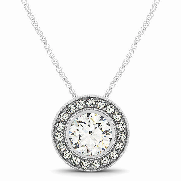 Round Diamond Halo Pendant Modern Scene