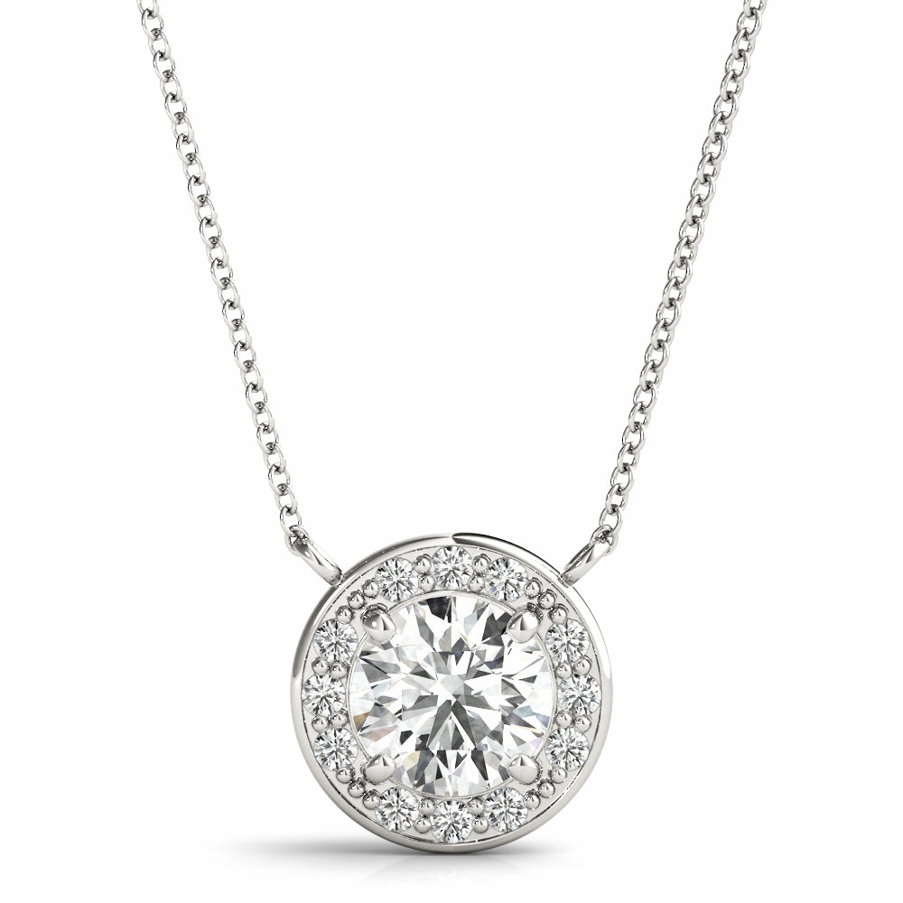 Child Friendly Item Happy Day Round Diamond Halo Pendant