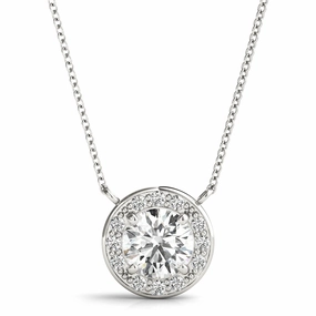 For Office Signifying Item Round Diamond Halo Pendant