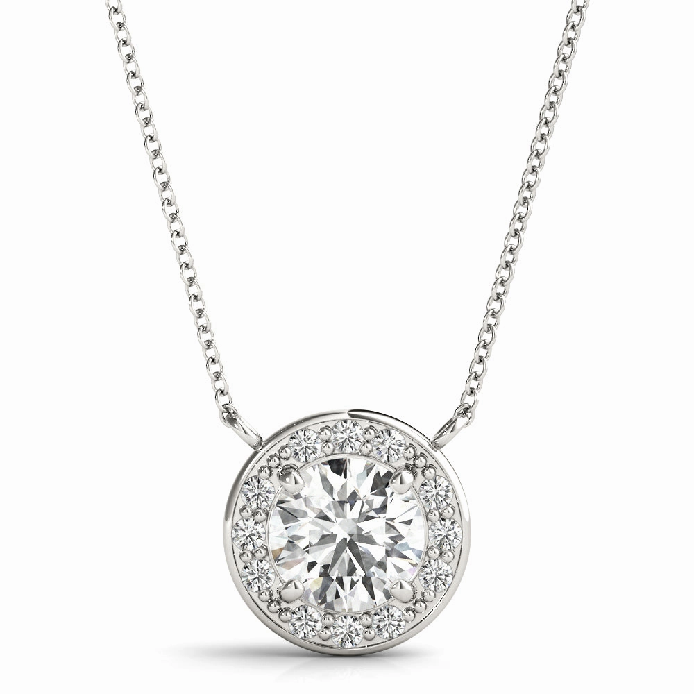 For Office Signifying Item Round Diamond Halo Pendant