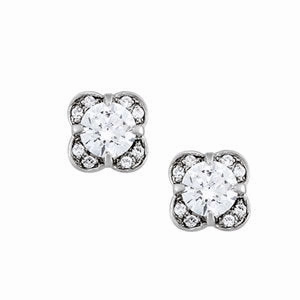 Round Diamond Halo Stud Earrings Embellished piece