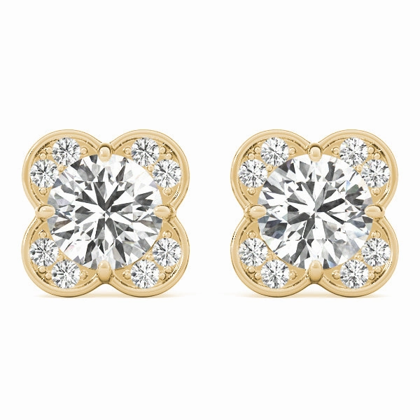 Fashionable Aesthetic Casual Embellishment Round Diamond Halo Stud Earrings