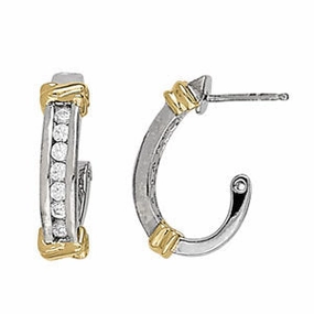 Round Diamond J-Hoops Earrings Handsome Ornament Evening Adornment