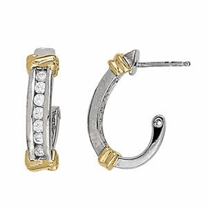 Round Diamond J-Hoops Earrings Handsome Ornament Evening Adornment