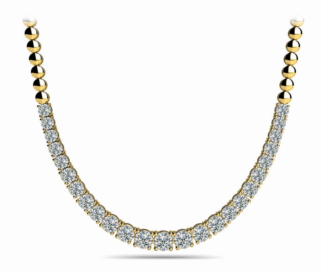Cute Detail Round Diamond Multi-Stone Graduating Necklace