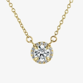 Round Lab Grown Diamond French Halo Pendant   - 18 Inches Wedding Locket Item youth trend