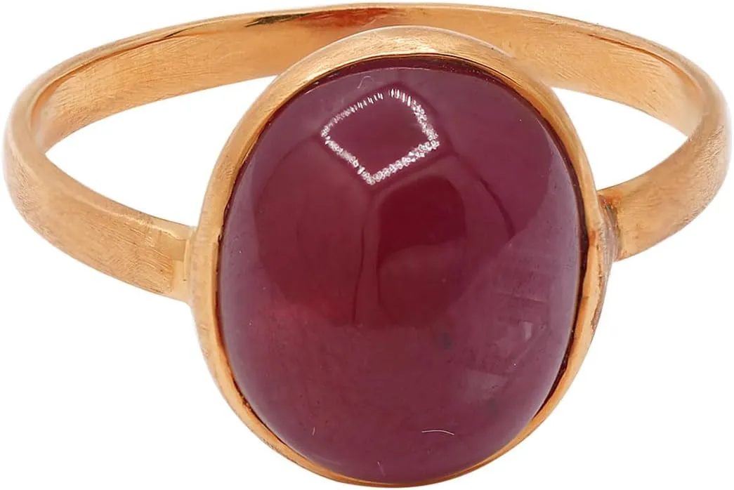 Ruby Gemstone Gold Ring Handmade Gemstone Jewelry Mens & Womens 18k Yellow Gold Ring Stone Statement Rings Gift For Mom Plain Ruby Ring Christmas Jewelry