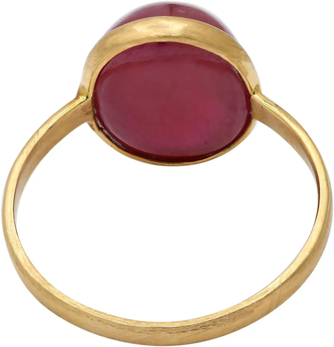 Ruby Gemstone Gold Ring Handmade Gemstone Jewelry Mens & Womens 18k Yellow Gold Ring Stone Statement Rings Gift For Mom Plain Ruby Ring Christmas Jewelry