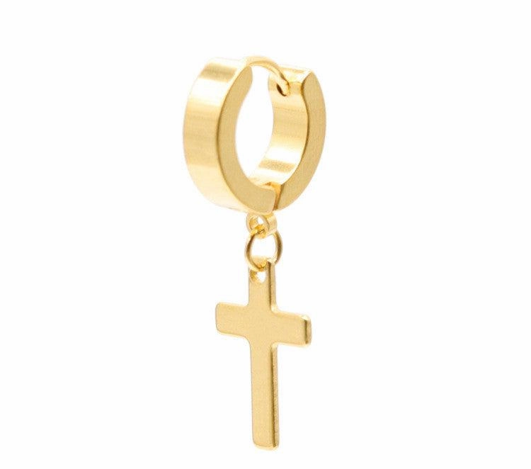 Sophisticated Aesthetic Metallic Item Cycolinks Titanium Steel Cross Earrings